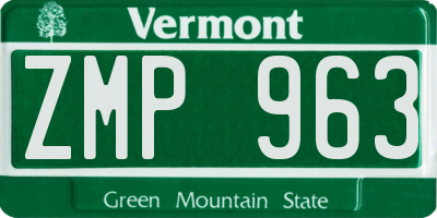 VT license plate ZMP963