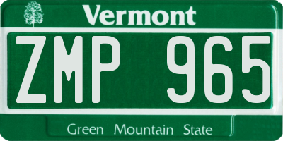 VT license plate ZMP965