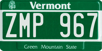 VT license plate ZMP967