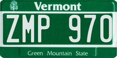 VT license plate ZMP970
