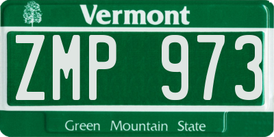 VT license plate ZMP973