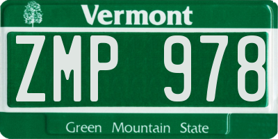 VT license plate ZMP978