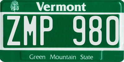 VT license plate ZMP980