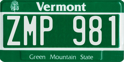 VT license plate ZMP981