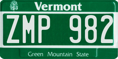 VT license plate ZMP982
