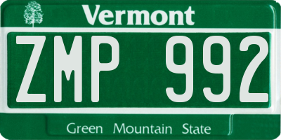 VT license plate ZMP992