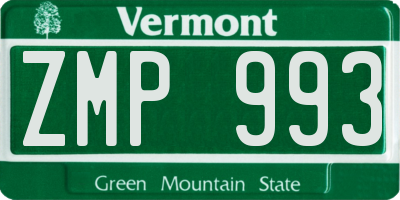 VT license plate ZMP993