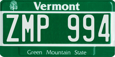 VT license plate ZMP994