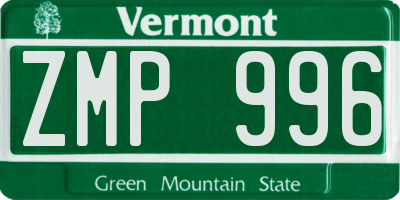VT license plate ZMP996