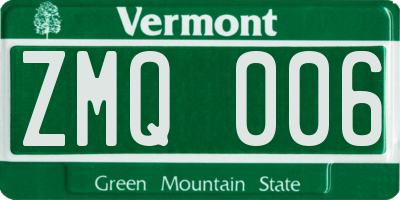 VT license plate ZMQ006