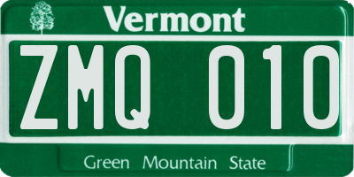 VT license plate ZMQ010