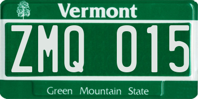 VT license plate ZMQ015