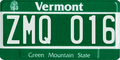 VT license plate ZMQ016