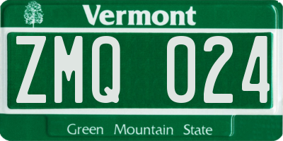 VT license plate ZMQ024