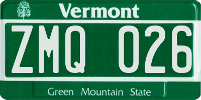 VT license plate ZMQ026