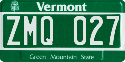 VT license plate ZMQ027