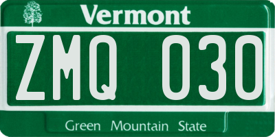VT license plate ZMQ030
