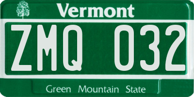 VT license plate ZMQ032