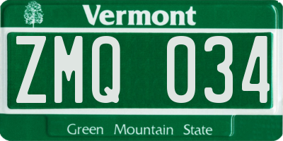 VT license plate ZMQ034