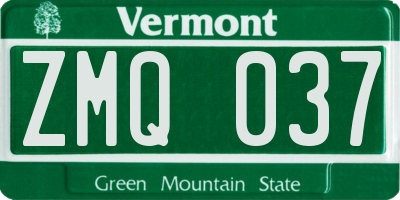 VT license plate ZMQ037