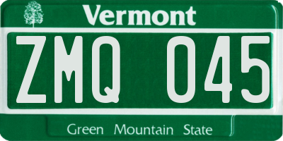 VT license plate ZMQ045
