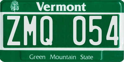 VT license plate ZMQ054