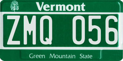 VT license plate ZMQ056