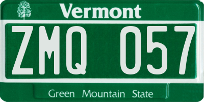 VT license plate ZMQ057