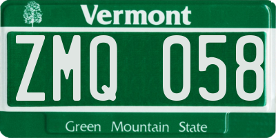 VT license plate ZMQ058