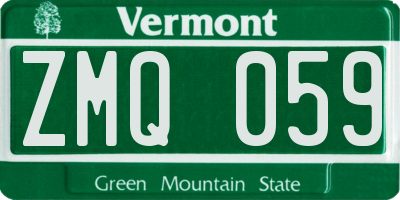 VT license plate ZMQ059