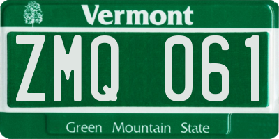 VT license plate ZMQ061
