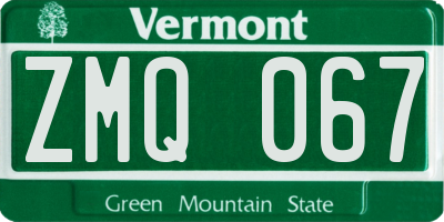 VT license plate ZMQ067