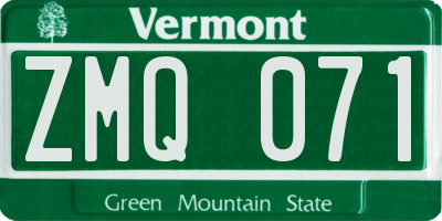 VT license plate ZMQ071