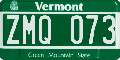 VT license plate ZMQ073