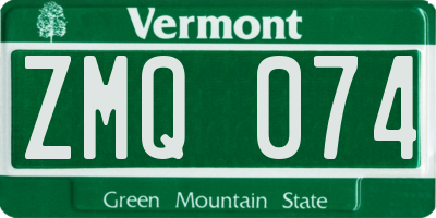 VT license plate ZMQ074