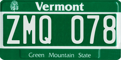 VT license plate ZMQ078