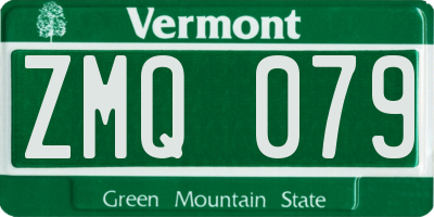 VT license plate ZMQ079