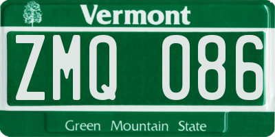 VT license plate ZMQ086