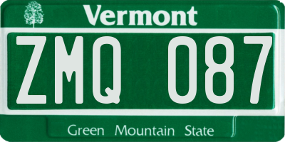 VT license plate ZMQ087
