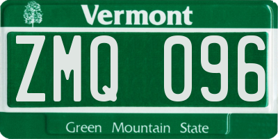 VT license plate ZMQ096