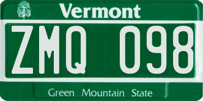 VT license plate ZMQ098