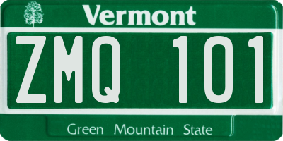 VT license plate ZMQ101