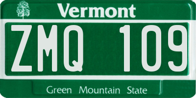 VT license plate ZMQ109