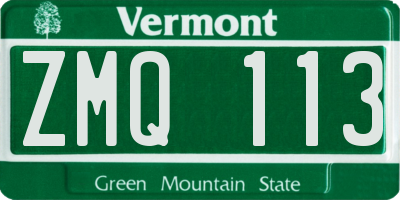 VT license plate ZMQ113