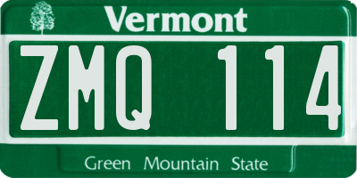 VT license plate ZMQ114