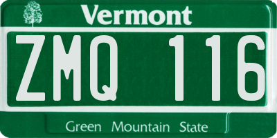 VT license plate ZMQ116