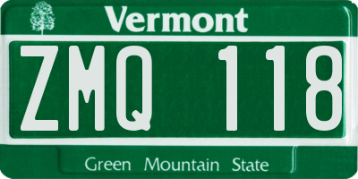 VT license plate ZMQ118