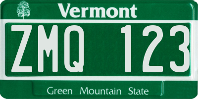 VT license plate ZMQ123