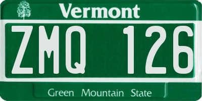 VT license plate ZMQ126