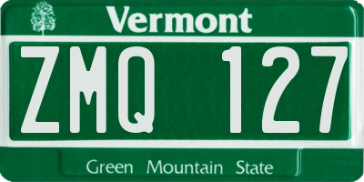 VT license plate ZMQ127